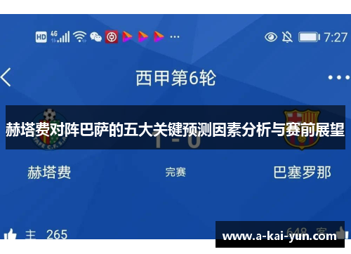 赫塔费对阵巴萨的五大关键预测因素分析与赛前展望 赫塔费对阵巴萨的五大关键预测因素分析与赛前展望