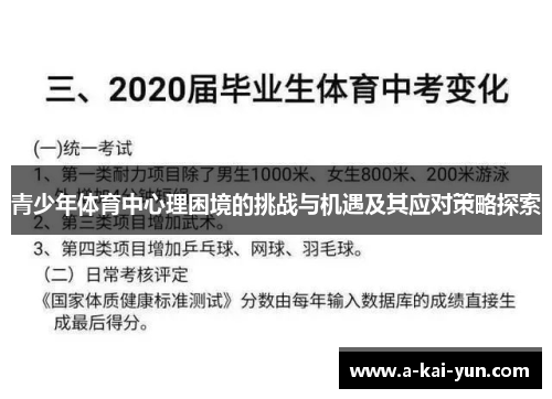青少年体育中心理困境的挑战与机遇及其应对策略探索