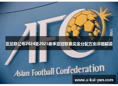 亚足联公布2024至2025赛季亚冠联赛奖金分配方案详细解读