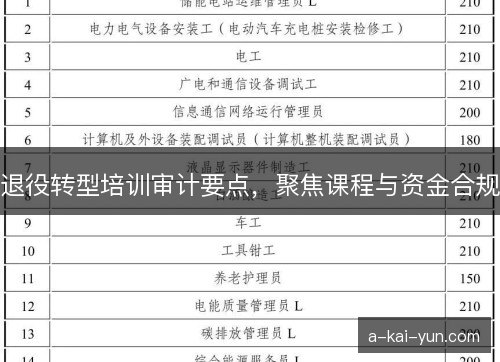 退役转型培训审计要点，聚焦课程与资金合规